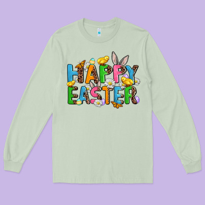 Happy Easter Long Sleeve Tee Designed By Adodesignshop