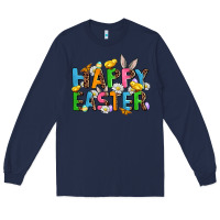 Navy happy easter Long Sleeve Tee - AdoDesignShop