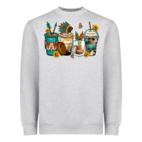 Heather Grey indian headdress coffee cups Heavyweight Sweatshirt - Zillion Design Studio
