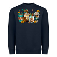 Navy indian headdress coffee cups Heavyweight Sweatshirt - Zillion Design Studio