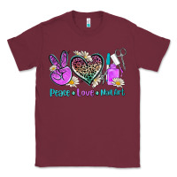 Burgundy peace love nail art Classic Tee - AdoDesignShop