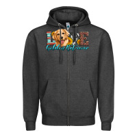 Charcoal Heather love golden retriever Zipper Hoodie - Artiststas
