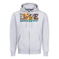Heather Grey love golden retriever Zipper Hoodie - Artiststas