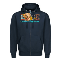 Navy love golden retriever Zipper Hoodie - Artiststas