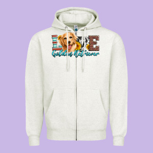 Love Golden Retriever Zipper Hoodie Designed By Artiststas