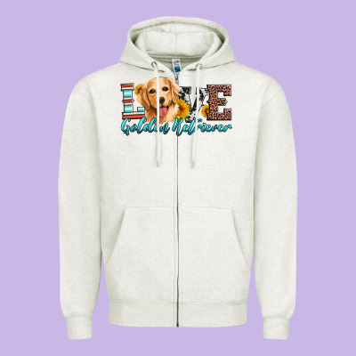 Love Golden Retriever Zipper Hoodie Designed By Artiststas