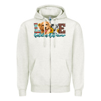 Oatmeal Heather love golden retriever Zipper Hoodie - Artiststas