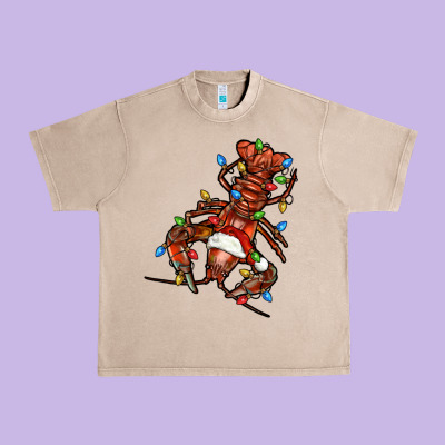 Christmas Crawfish Urban Heavy Tee Designed By Fadigitalartstudio