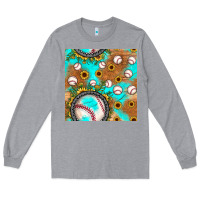 Heather Grey baseball turquoise sunflower seamless pattern Long Sleeve Tee - JahusDesignShop