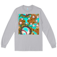 Moon Dust baseball turquoise sunflower seamless pattern Long Sleeve Tee - JahusDesignShop