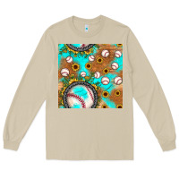 Mushroom baseball turquoise sunflower seamless pattern Long Sleeve Tee - JahusDesignShop