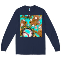 Navy baseball turquoise sunflower seamless pattern Long Sleeve Tee - JahusDesignShop