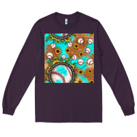 Plum baseball turquoise sunflower seamless pattern Long Sleeve Tee - JahusDesignShop