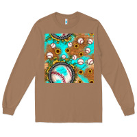 Baseball Turquoise Sunflower Seamless Pattern Long Sleeve Tee | Teevron