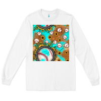 White baseball turquoise sunflower seamless pattern Long Sleeve Tee - JahusDesignShop
