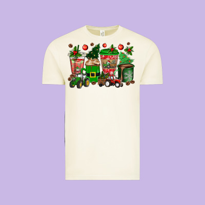Christmas Tractor Coffee Cups Vintage Tee Designed By Texasbilliewilder