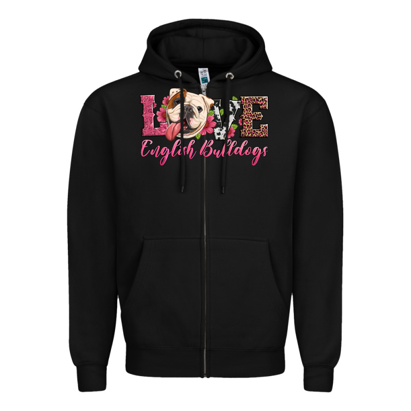 Love English Bulldogs Zipper Hoodie by Artiststas | Teevron