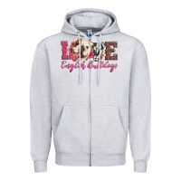 Heather Grey love english bulldogs Zipper Hoodie - Artiststas