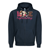 Navy love english bulldogs Zipper Hoodie - Artiststas