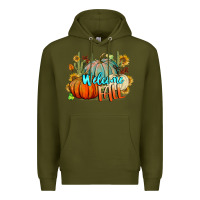 Army Green Welcome Fall Pumpkins Premium Hoodie - BundleAndBundleShop