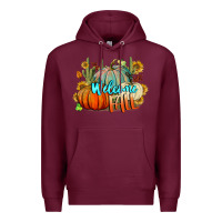 Burgundy Welcome Fall Pumpkins Premium Hoodie - BundleAndBundleShop