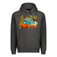 Charcoal Heather Welcome Fall Pumpkins Premium Hoodie - BundleAndBundleShop