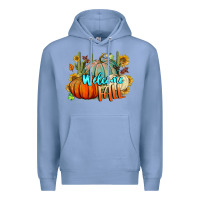 Colony Blue Welcome Fall Pumpkins Premium Hoodie - BundleAndBundleShop