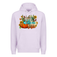 Lilac Welcome Fall Pumpkins Premium Hoodie - BundleAndBundleShop
