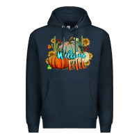 Navy Welcome Fall Pumpkins Premium Hoodie - BundleAndBundleShop