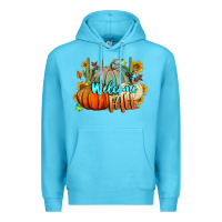 Ocean Blue Welcome Fall Pumpkins Premium Hoodie - BundleAndBundleShop