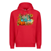 Red Welcome Fall Pumpkins Premium Hoodie - BundleAndBundleShop