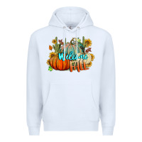 White Welcome Fall Pumpkins Premium Hoodie - BundleAndBundleShop