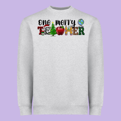 One Merry Teacher Heavyweight Sweatshirt Designed By Ranaportraitstore