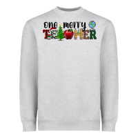 Heather Grey one merry teacher Heavyweight Sweatshirt - RanaPortraitStore
