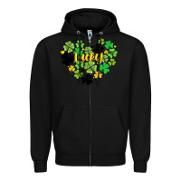 Black lucky heart shaped clover Zipper Hoodie - AdoDesignShop