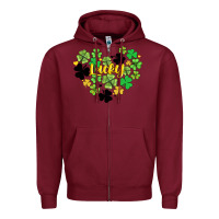 Burgundy lucky heart shaped clover Zipper Hoodie - AdoDesignShop