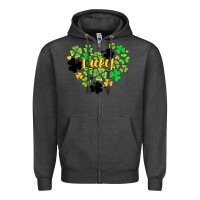 Charcoal Heather lucky heart shaped clover Zipper Hoodie - AdoDesignShop