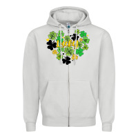 Dove Grey lucky heart shaped clover Zipper Hoodie - AdoDesignShop