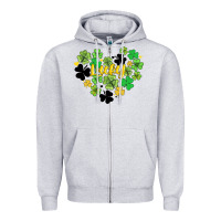 Heather Grey lucky heart shaped clover Zipper Hoodie - AdoDesignShop
