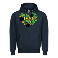 Navy lucky heart shaped clover Zipper Hoodie - AdoDesignShop