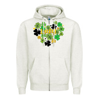 Oatmeal Heather lucky heart shaped clover Zipper Hoodie - AdoDesignShop