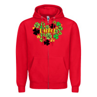 Red lucky heart shaped clover Zipper Hoodie - AdoDesignShop