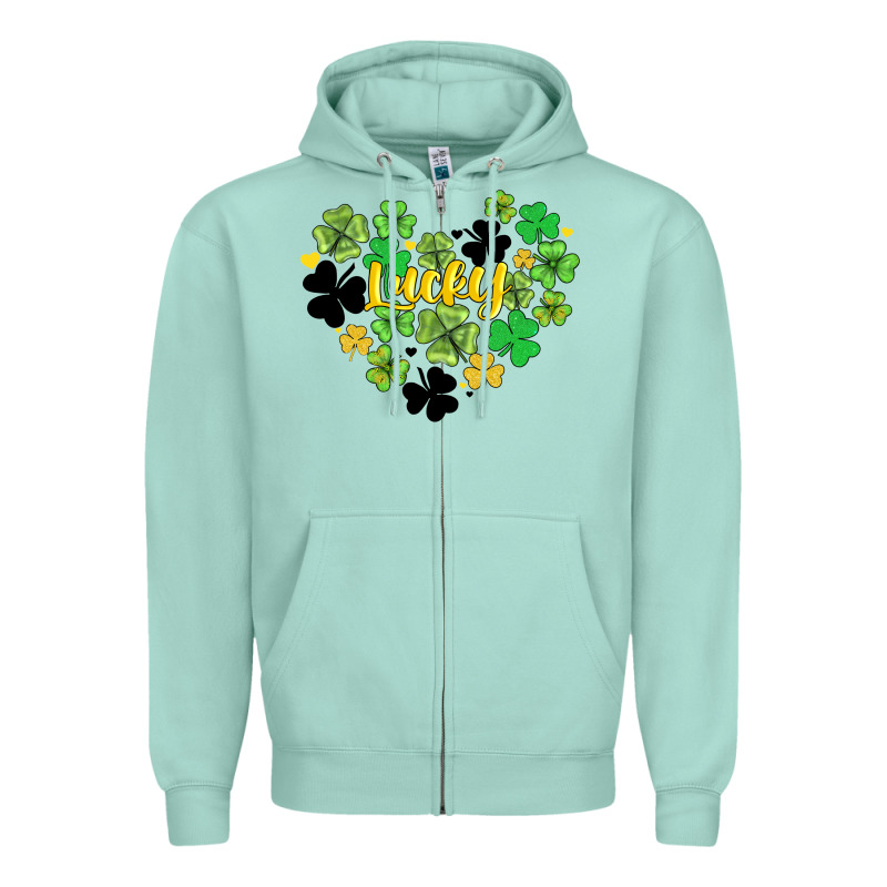 Lucky Heart Shaped Clover Zipper Hoodie by AdoDesignShop | Teevron