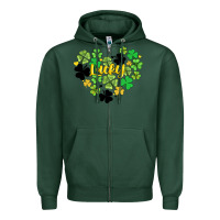 Sports Green lucky heart shaped clover Zipper Hoodie - AdoDesignShop