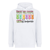 White treat all peeps with kindness Heavyweight Hoodie - MaliasSmallBusiness