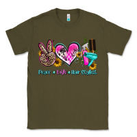 Army Green peace love hair stylist Classic Tee - AdoDesignShop
