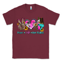 Burgundy peace love hair stylist Classic Tee - AdoDesignShop