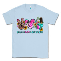 Dusty Blue peace love hair stylist Classic Tee - AdoDesignShop