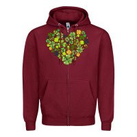 Burgundy heart shaped clover Zipper Hoodie - AdoDesignShop