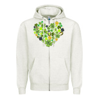 Oatmeal Heather heart shaped clover Zipper Hoodie - AdoDesignShop
